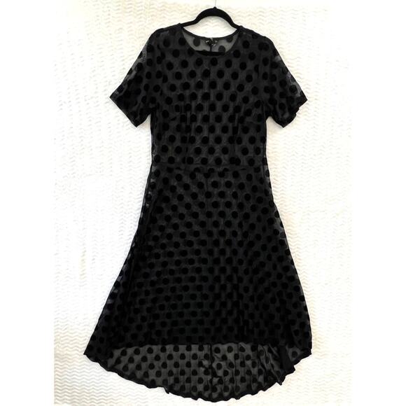 City Chic Other - City Chic Black Sheer Mesh Polka Dot Swim Coverup Mermaid Midi Dress Size 14